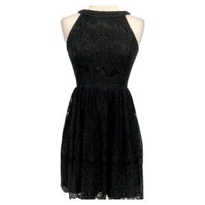 Alter'd State‎ black halter top lace mini dress with sheer back A-Line